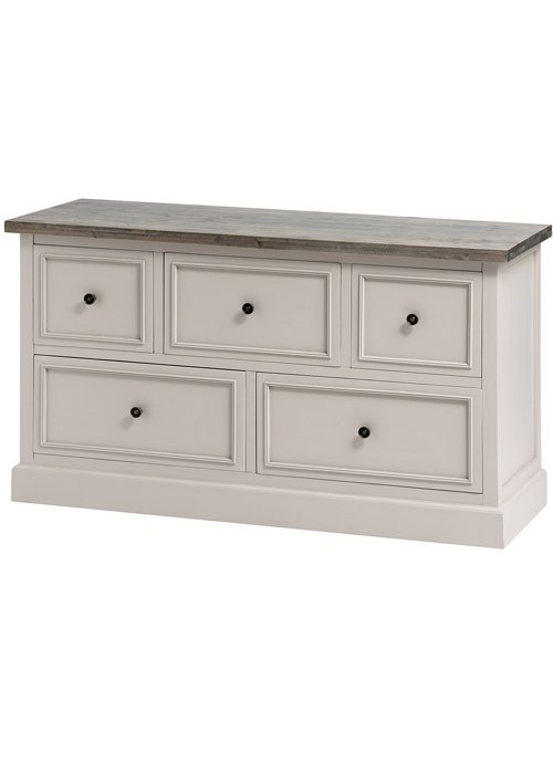 16240 Elegant Classic Grey Fully Assembled Wooden 5 Drawer Low Chest