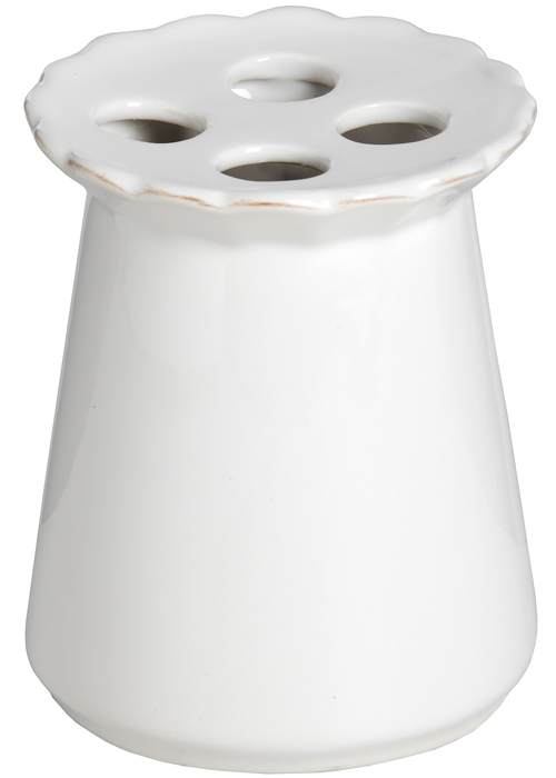 16323-a Stylish Elegant White Ceramic Fleur De Lys Bath Room Toothbrush Holder