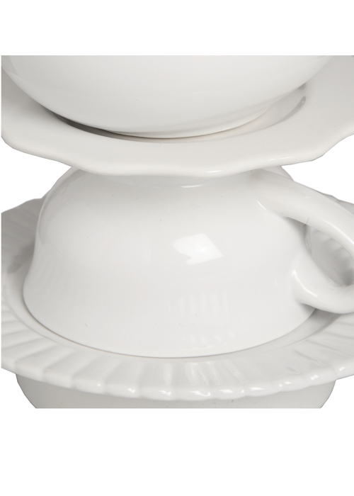 16879-a White Linen Ceramic Tea Party Cup Teapot Vintage Style Table Lamp Light …