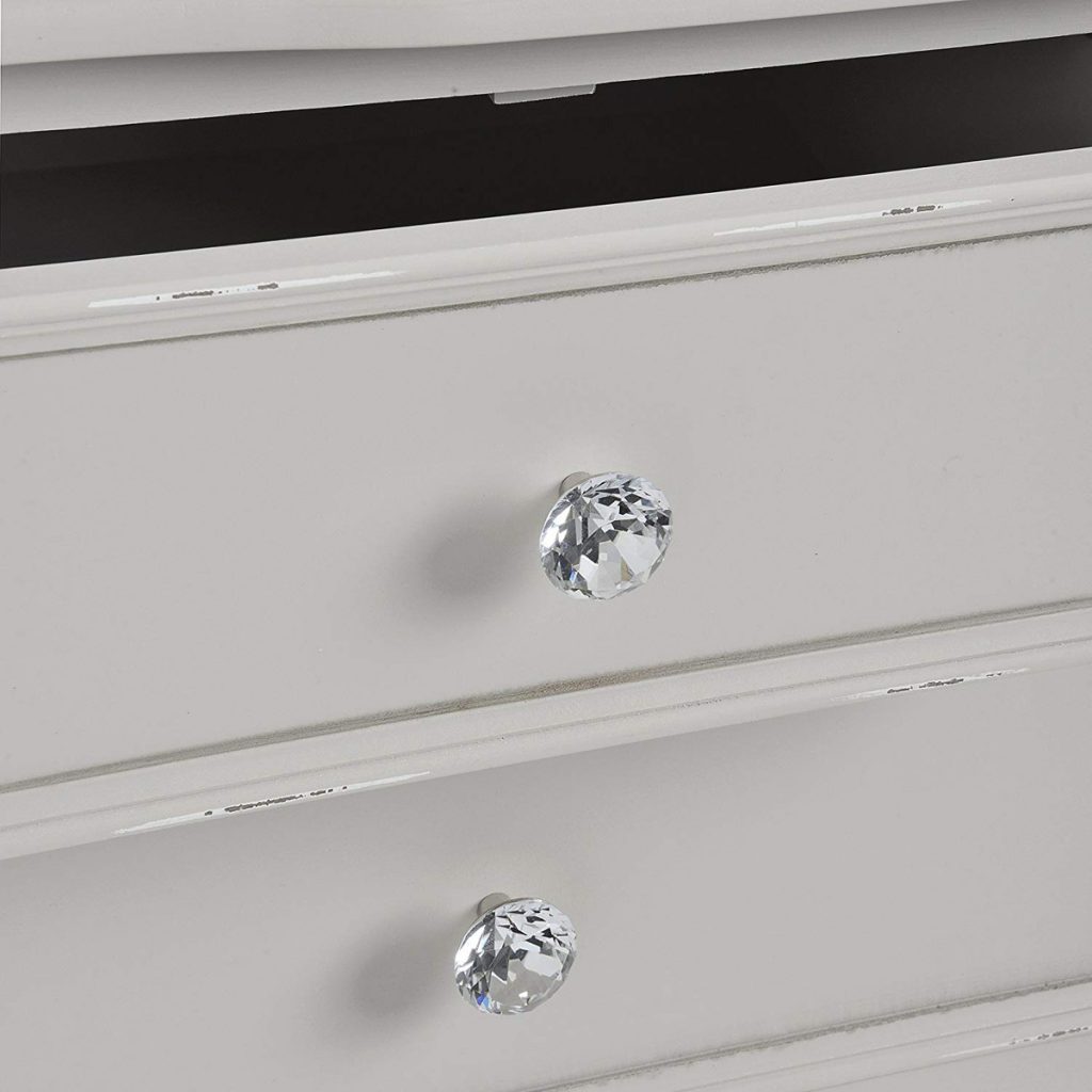 17039-a French Antique Style Fleur Painted Grey 5 Drawer Dresser