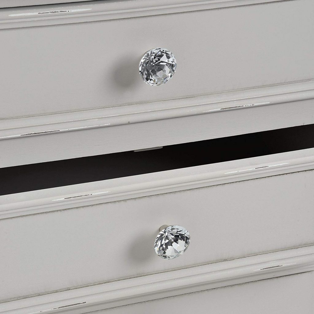 17042-a French Antique Style Fleur Grey Tall Boy Storage Unit 5 Drawers