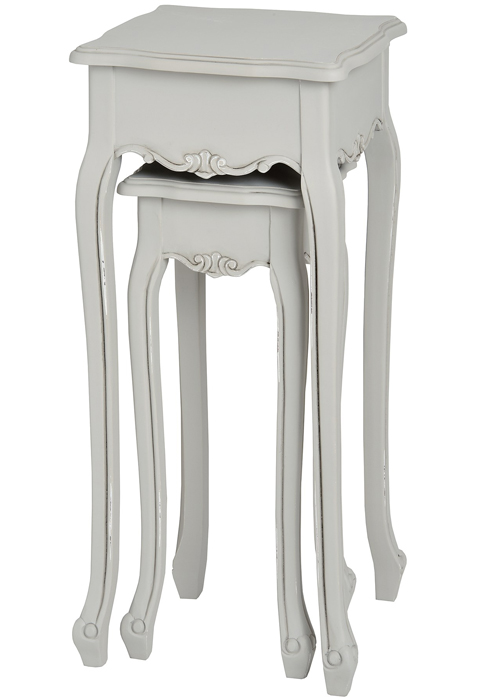 17051 Pair Of Grey Shabby Chic French Antique Style Plant Stand Tables