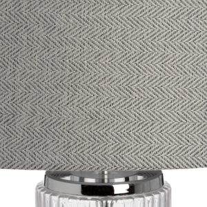 17587-b Large Decorative Cylinder Glass Polished Chrome Grey Shade Sturdy Table Lamp