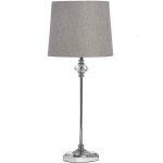 17589 Elegant Contemporary Polished Chrome Glass Crystal Grey Shade Table Lamp Light