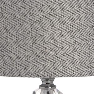 17589-b Elegant Contemporary Polished Chrome Glass Crystal Grey Shade Table Lamp Light