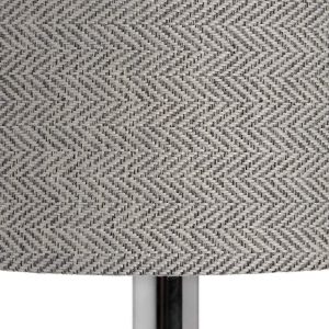 17590-b Elegant Silver Polished Chrome Glass Base Grey Shade Table Desk Lamp