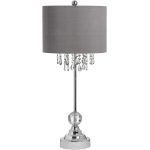 17591 Decorative Glass Crystal Droplet Contemporary Polished Chrome Large Table Lamp