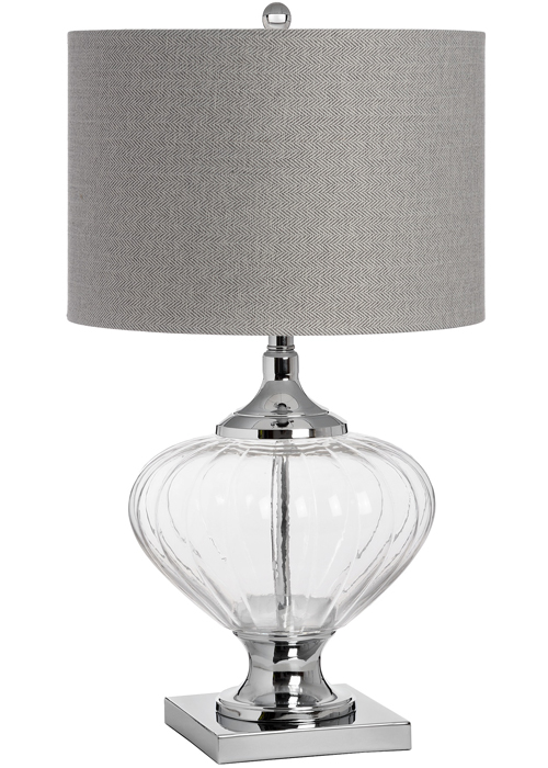 17592 Glass Base Contemporary Polished Chrome Sturdy Large Table Lamp