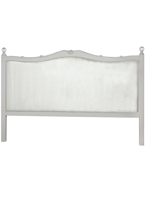 17867 French Antique Style Upholstered Soft Grey King Size Bed Head Board