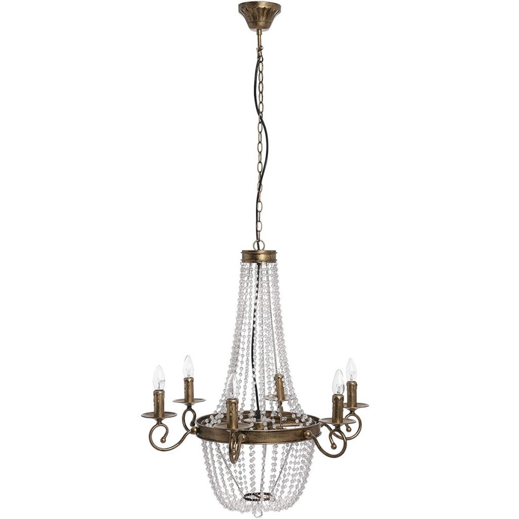 18043-a Stunning Antique Gold Effect Drop Crystals Venetian Chandelier Ceiling Light