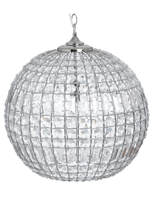 18045 Chic Silver Ball Clear Glass Crystals Chrome Chandelier Ceiling Light …