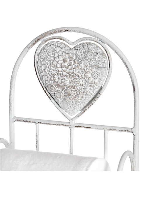 18047-a Shabby Chic Heart Flower Floral White Bathroom Toilet Roll Holder Storage Stand …
