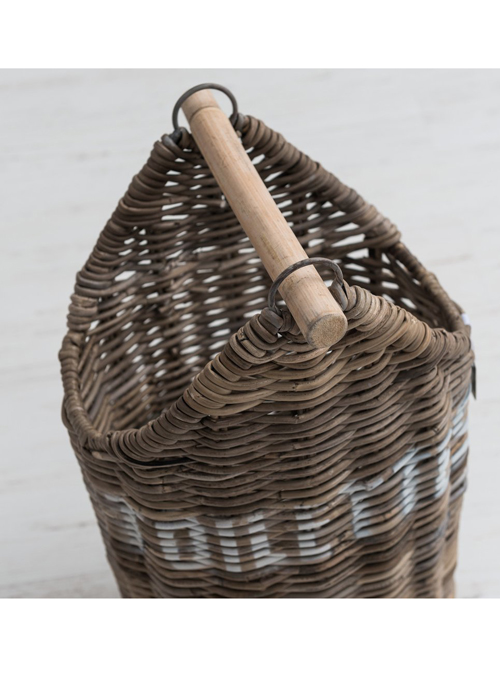 2 Rustic French Style Woven Wicker Natural Grey Toilet Roll Holder Storage Stand