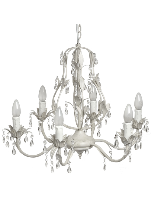 2002 Antique White Diamante Crystal Effect Drop Leaves Metal Chandelier Ceiling Light …