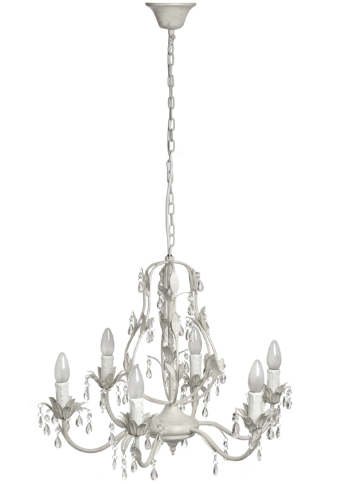 2002-a Antique White Diamante Crystal Effect Drop Leaves Metal Chandelier Ceiling Light …