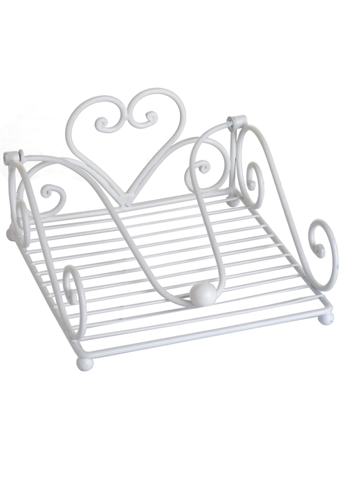 2009 Antique White Heart Scroll Vintage Style Metal Napkin Serviette Stand Holder …