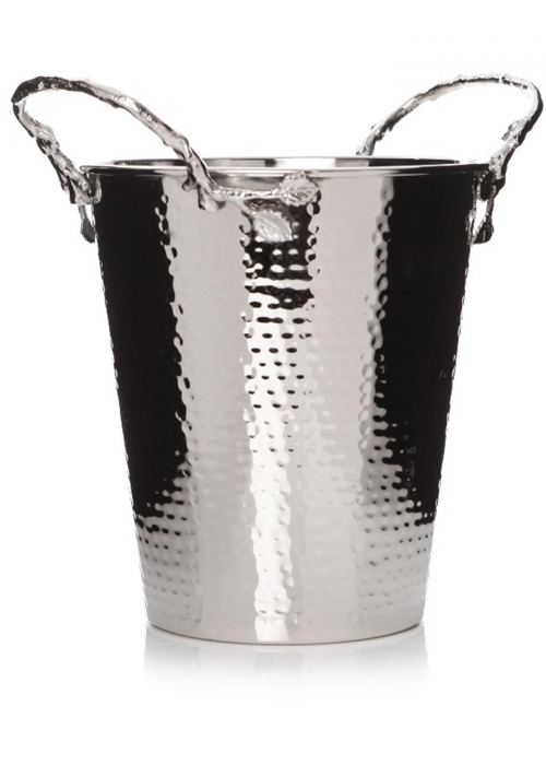 28251_Leaf Leaves Tree Branch Decorative Handles Hammered Stainless Steel Wine Cooler