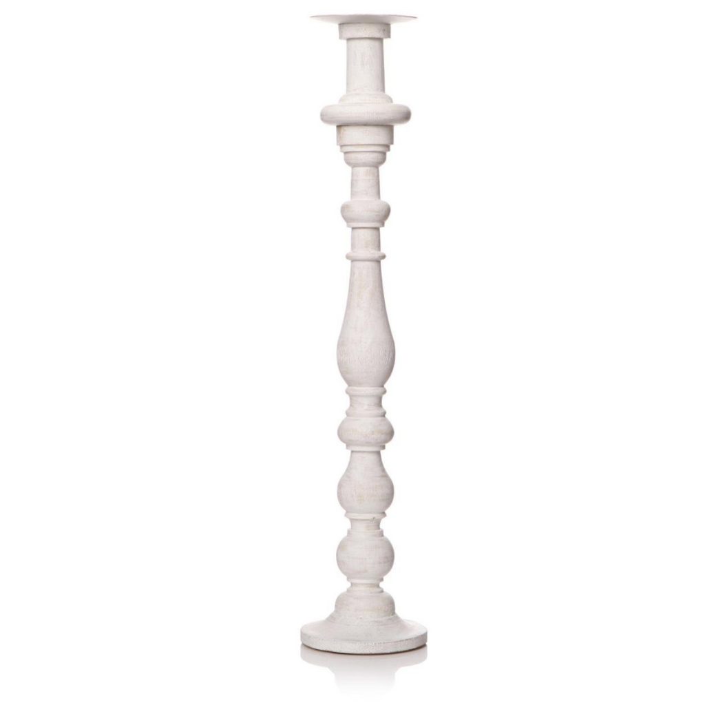 41417_Tall Large Shabby Chic Rustic Distressed White Wooden Pillar Candle Holder …