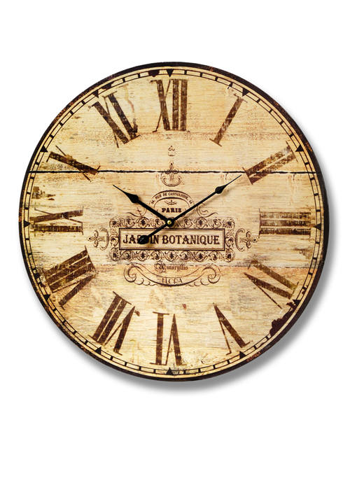 9150 Rustic French Antique Style Cream Brown Jardin Botanique Large Wall Clock …