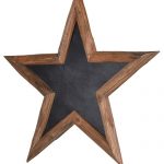 LCK559 Large Rustic Star Shape Brown Wooden Memo Message Black Chalk Board