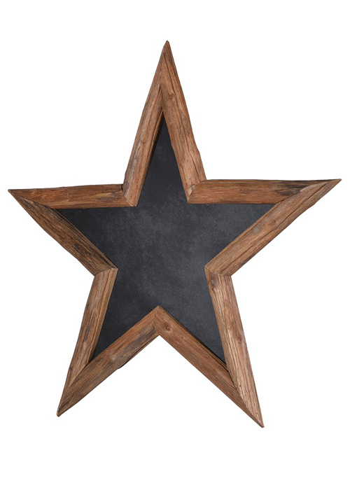 LCK559 Large Rustic Star Shape Brown Wooden Memo Message Black Chalk Board