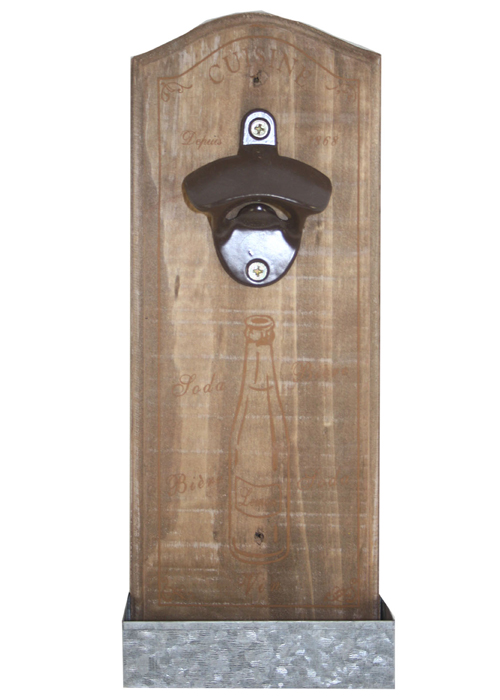 PC294 Vintage French Style Cuisine Wood Wall Mounting Drink Beer Bottle Opener