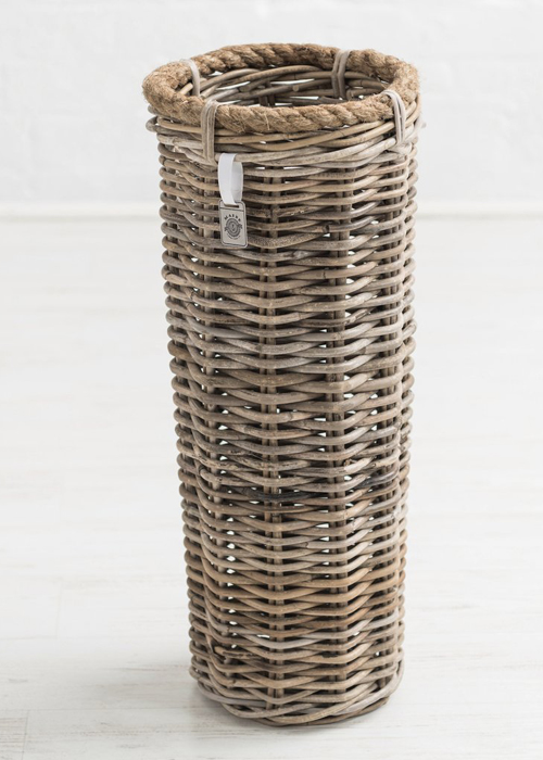 Woven Wicker Rope Sturdy Natural Grey Freestanding Umbrella Stick Holder Stand
