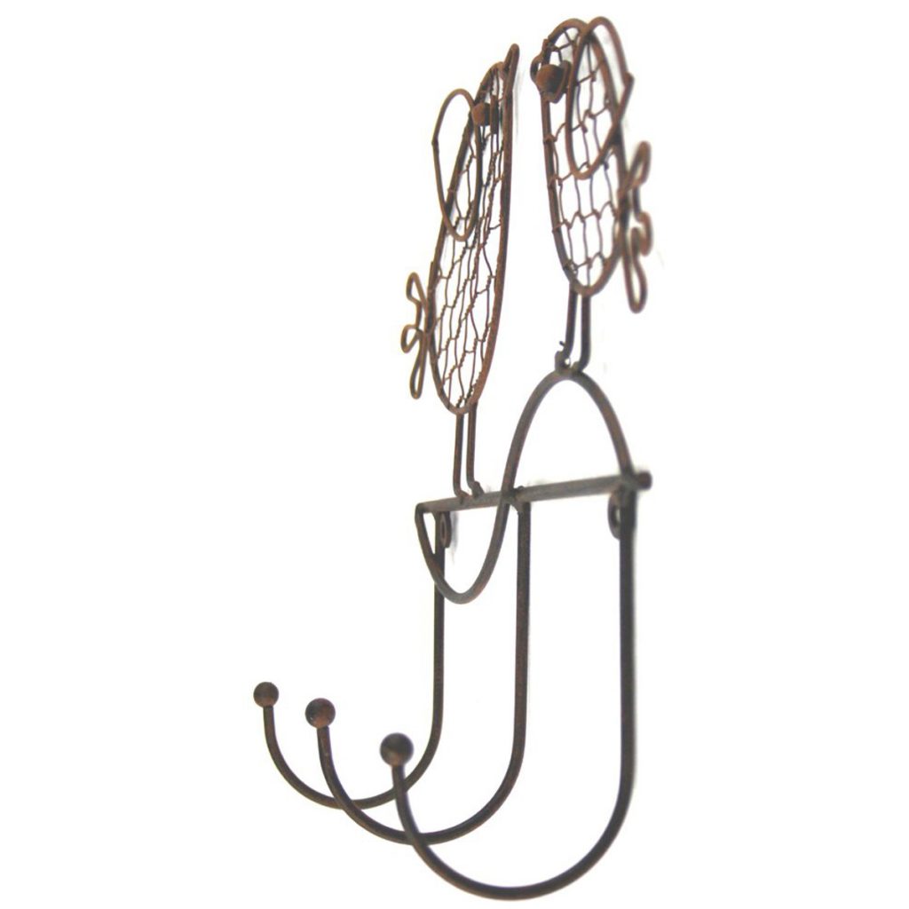 YF1050-1 Country Style Chicken Distressed Finish Wire Coat Hat Triple 3 Hooks