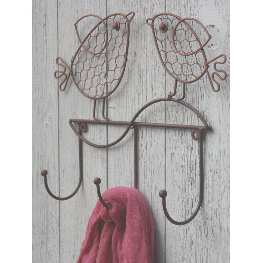 YF1050-3 Country Style Chicken Distressed Finish Wire Coat Hat Triple 3 Hooks