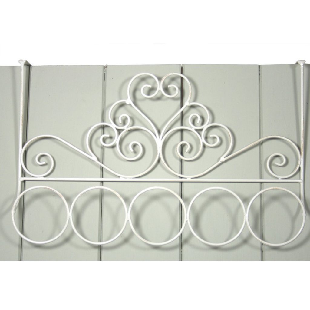 YF1054-2 Shabby Chic Cream Ivory Scroll Metal Over Door Scarf Hanger