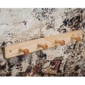 01_Shaker Style Natural Pine Finish Wood Wooden Hat Coat Rail 4 Hooks