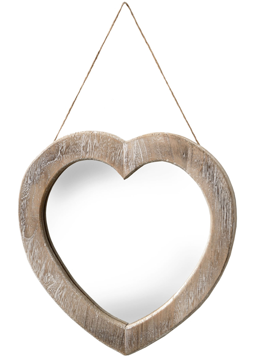 1100 Rustic Heart Brown Distressed Finish Wooden Frame Mirror