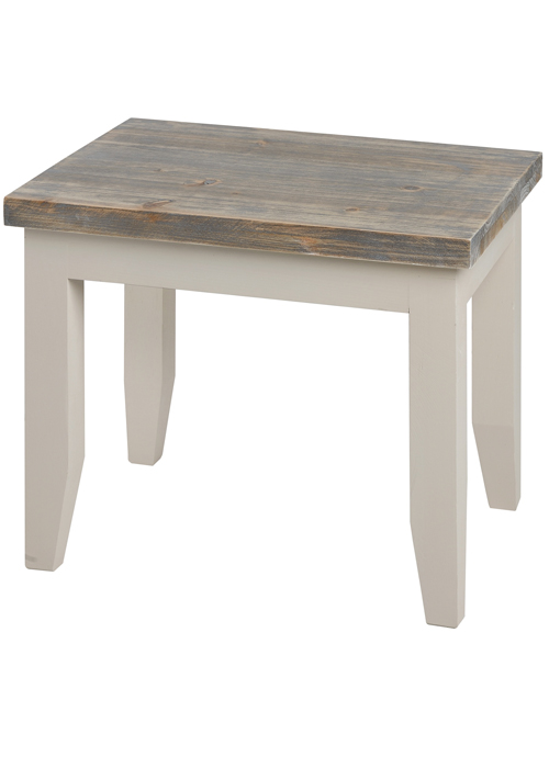 16236 French Country Grey Wooden Top Footstool Seat Stool