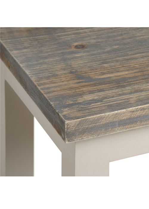 16236-a French Country Grey Wooden Top Footstool Seat Stool