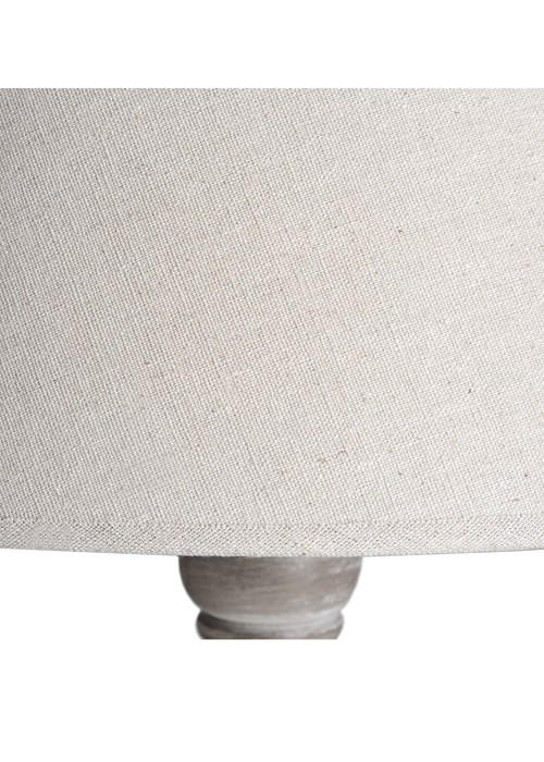 16279-b Tall Light Brown Linen Shade Distressed Finish Wood Table Light Lamp