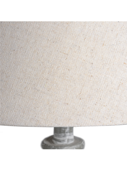 16281-b Shabby Chic Beige Light Grey Wood Linen Shade Table Light Lamp