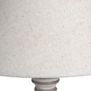 16283-b Elegant Beige Light Grey Wood Linen Shade Distressed Finish Table Light Lamp