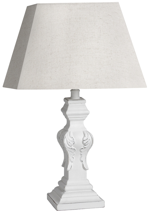 16292 Decorative White Natural Linen Shade Wood Table Light Lamp