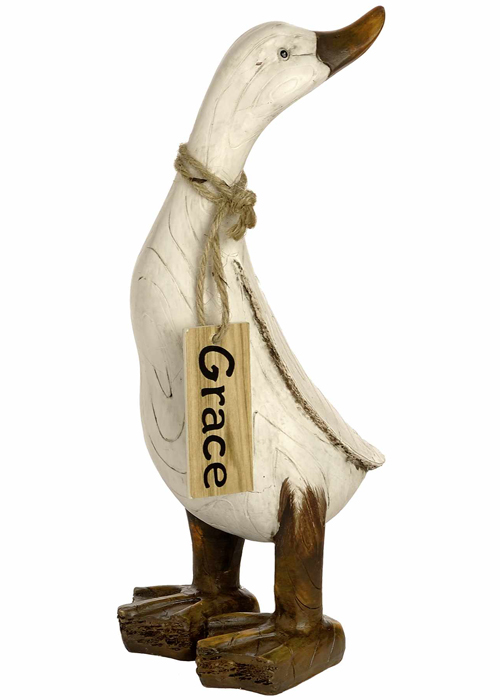 3624 Shabby Chic Indian Runner Duck Figurine Ornament GRACE Name Tag