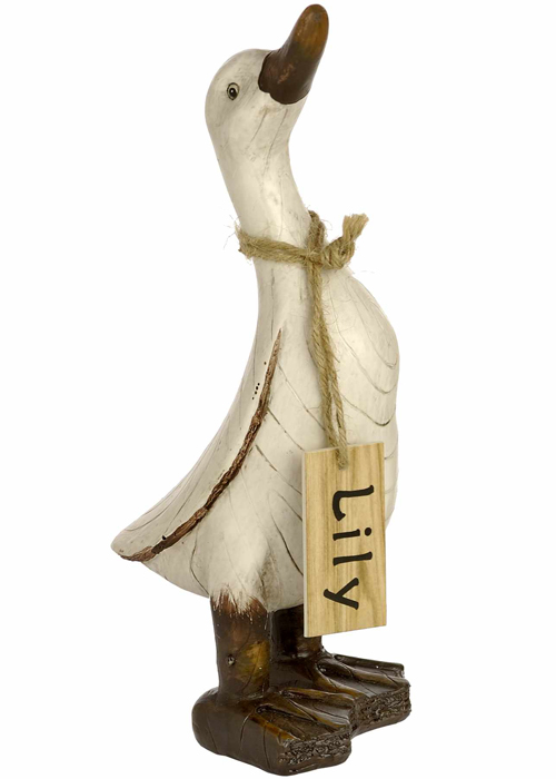 3626 Shabby Chic Indian Runner Duck Wooden Effect Figurine Ornament LILY Name Tag