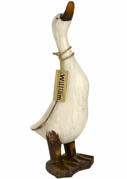 3631 Shabby Chic Wooden Style Indian Runner Duck Bird Figurine Ornament WILLIAM Name