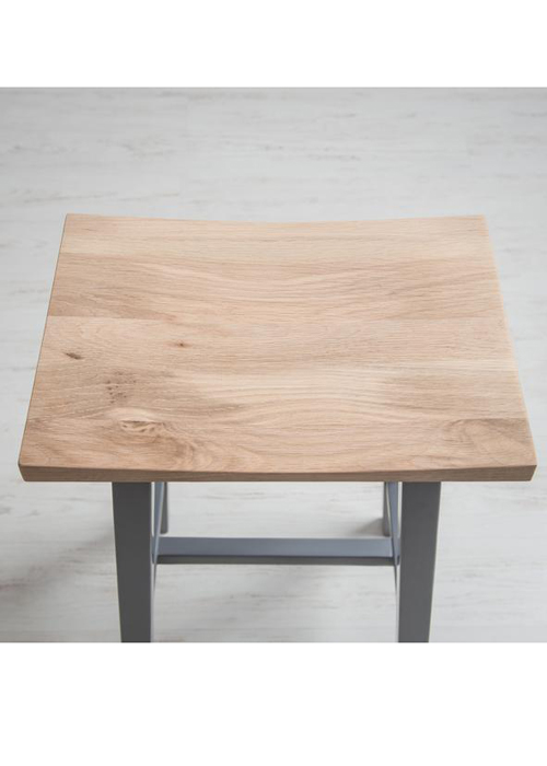 Contemporary Grey Natural Oak Sturdy Carved Wooden Breakfast Bar Seat Stool a