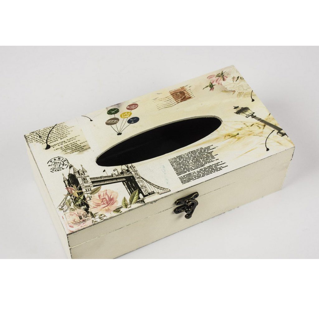 HFL069_2__Vintage Style Cream Ivory Pink Floral Rose Rectangle Tissue Box Holder Cover