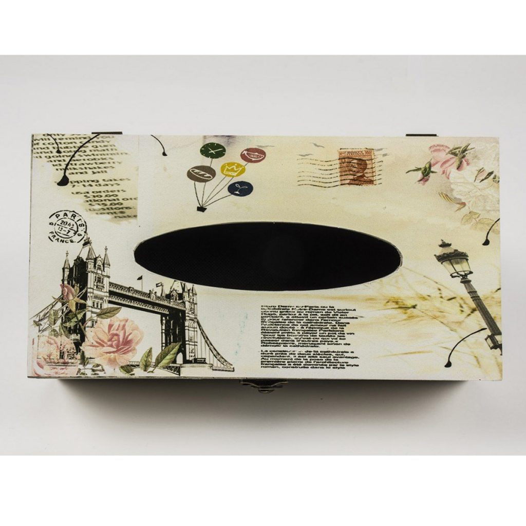 HFL069_7__Vintage Style Cream Ivory Pink Floral Rose Rectangle Tissue Box Holder Cover