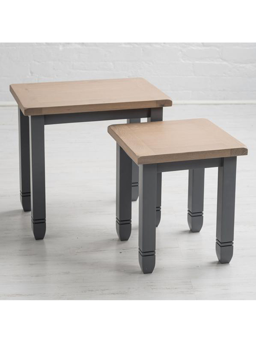 Hand Finished Painted Dove Grey Assembled Wooden Oak Pine Set 2 Sturdy Tables b