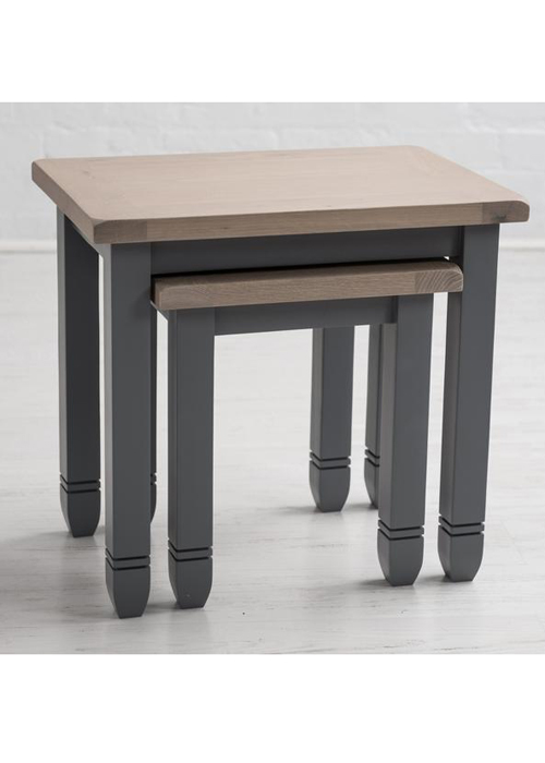 Hand Finished Painted Dove Grey Assembled Wooden Oak Pine Set 2 Sturdy Tables c