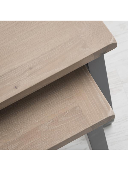 Hand Finished Painted Dove Grey Assembled Wooden Oak Pine Set 2 Sturdy Tables e