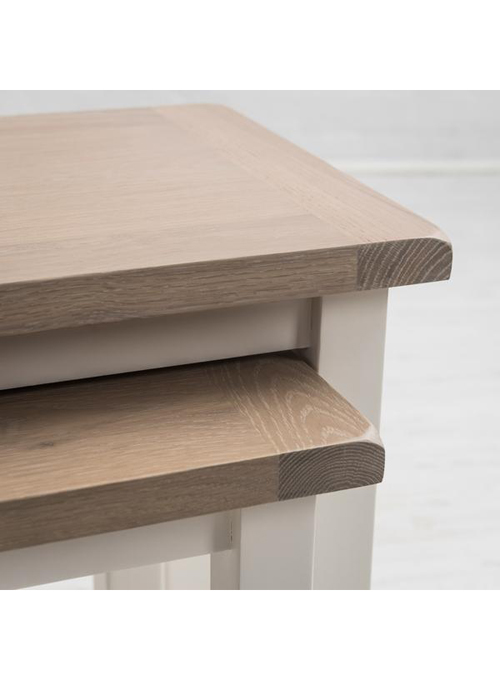 Hand Finished Painted Old White Wooden Set 2 Sturdy Tables e