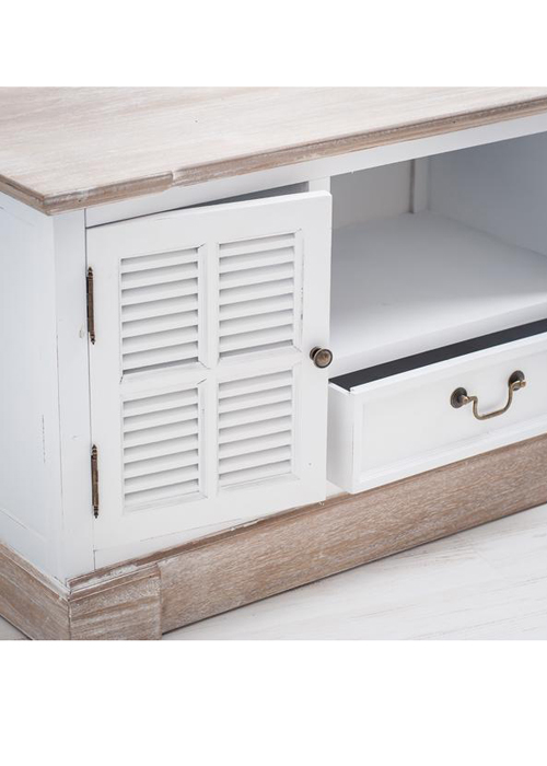 M000110_2_Sturdy New England Style White Wooden Assembled TV Television Cabinet