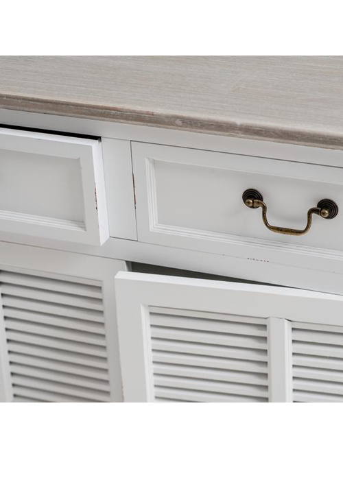 M000120_2_Sturdy New England Style White Wooden Assembled Sideboard